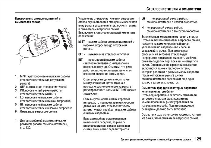 129 стеклоочистители и омыватели