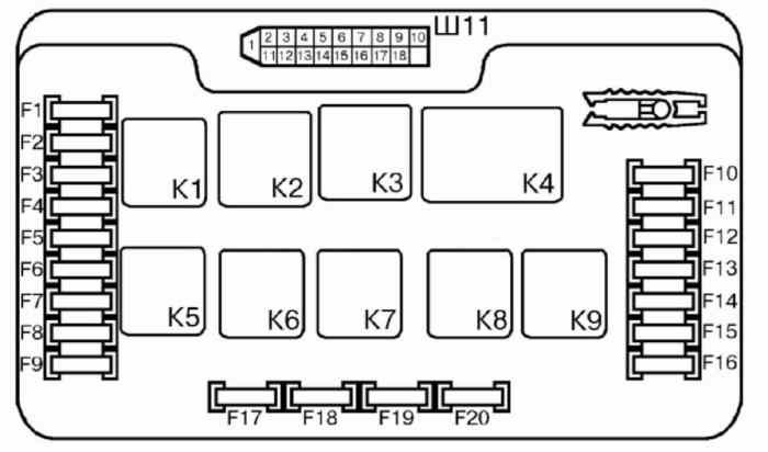 Расшифровка предохранителей и реле 2114-3722010-60